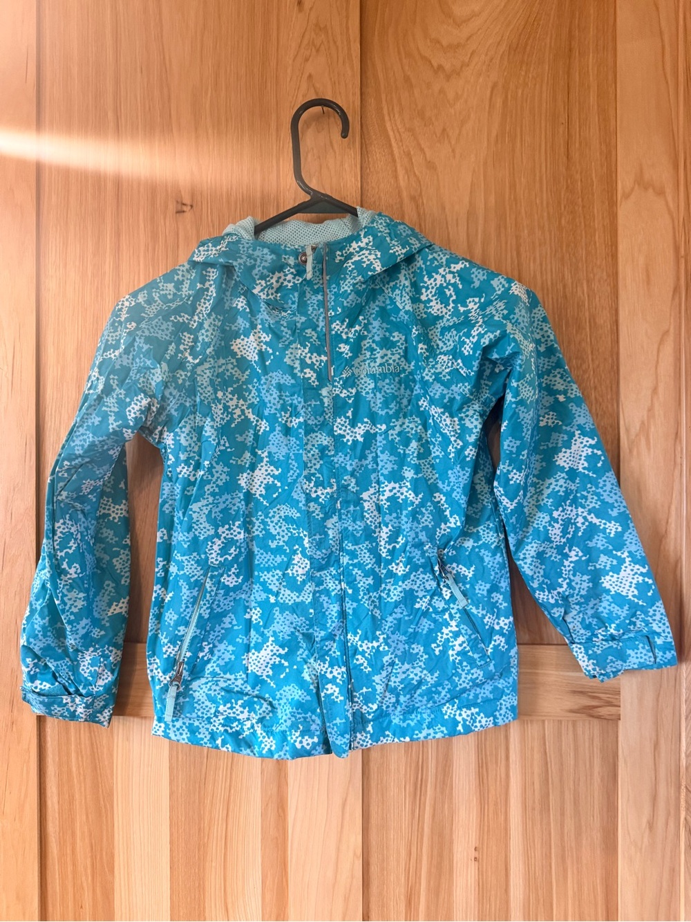 Columbia Kids' Turquoise Printed Hooded Rain Jacket